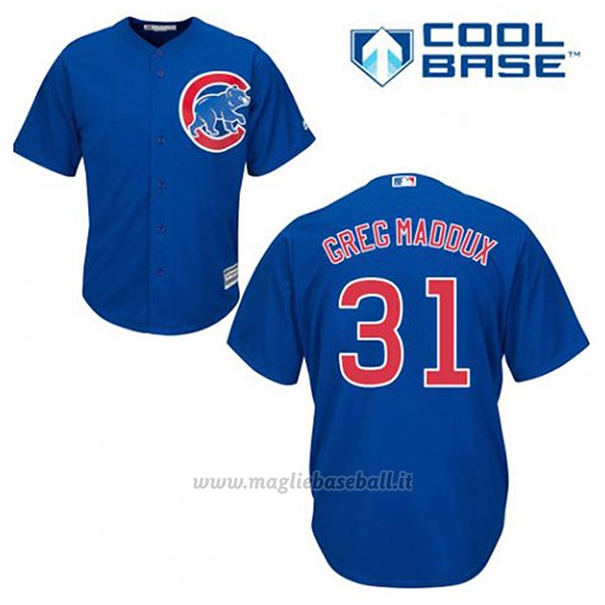 Maglia Baseball Uomo Chicago Cubs 31 Greg Maddux Blu Alterner Cool Base